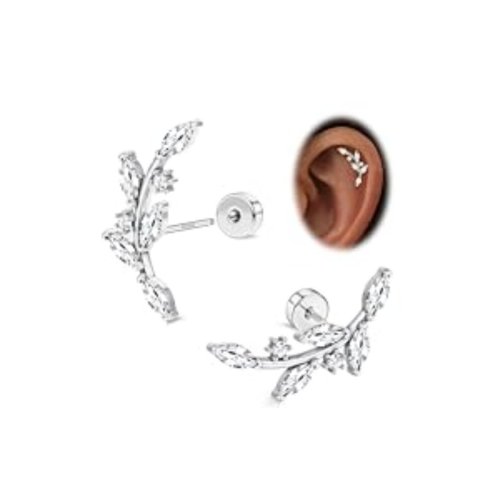 925 Sterling Silver Flat Back‎ Stud Earrings for Women Hypoallergenic